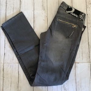 Gray fade embroidered skinny motto jeans